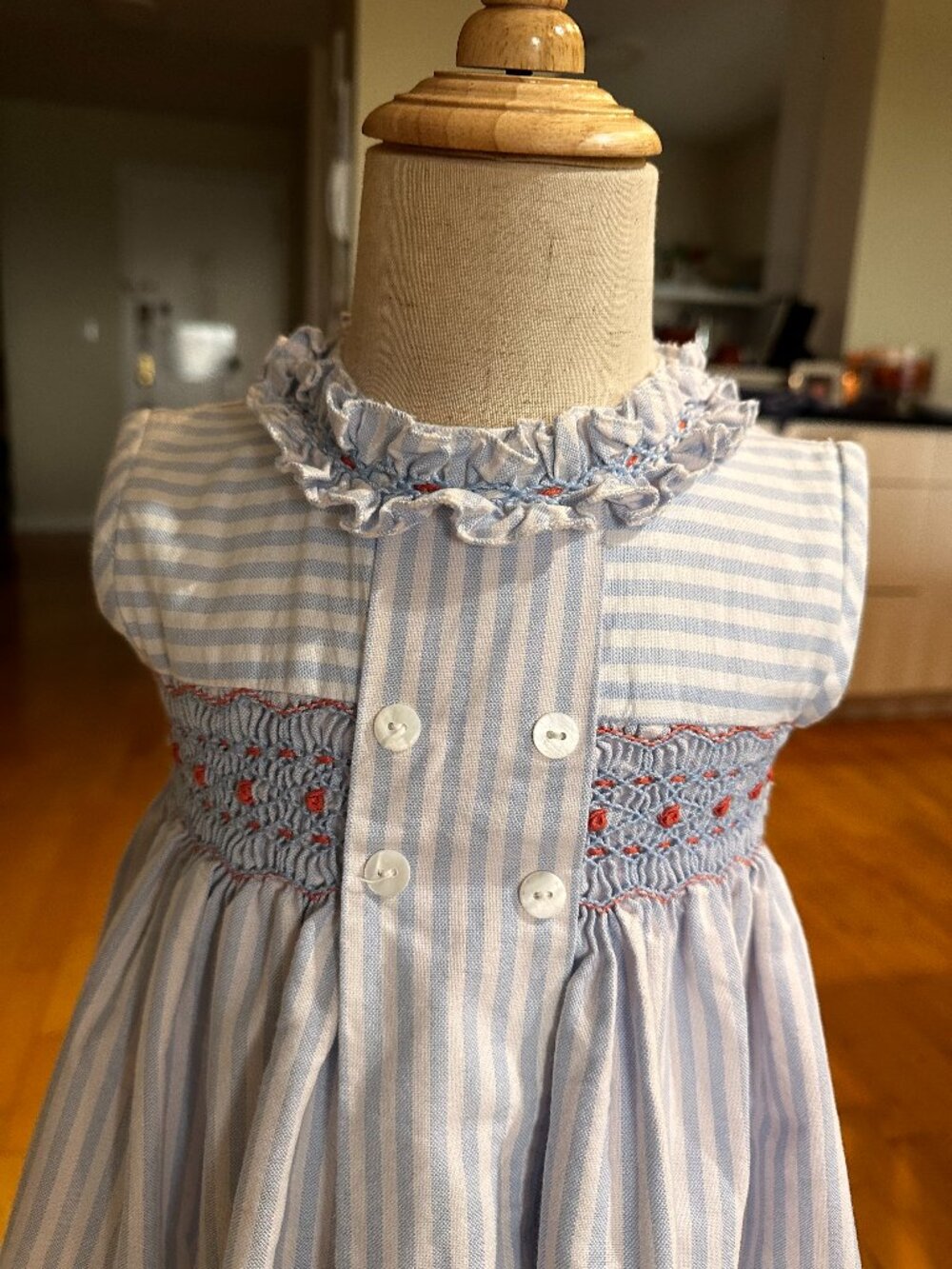 Pepa London Hand-smocked Delicate Stripe Sleeveless Dress